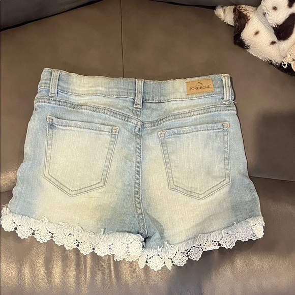 Jordache Light Blue Jean Shorts with Lace Hem - Picture 6 of 8